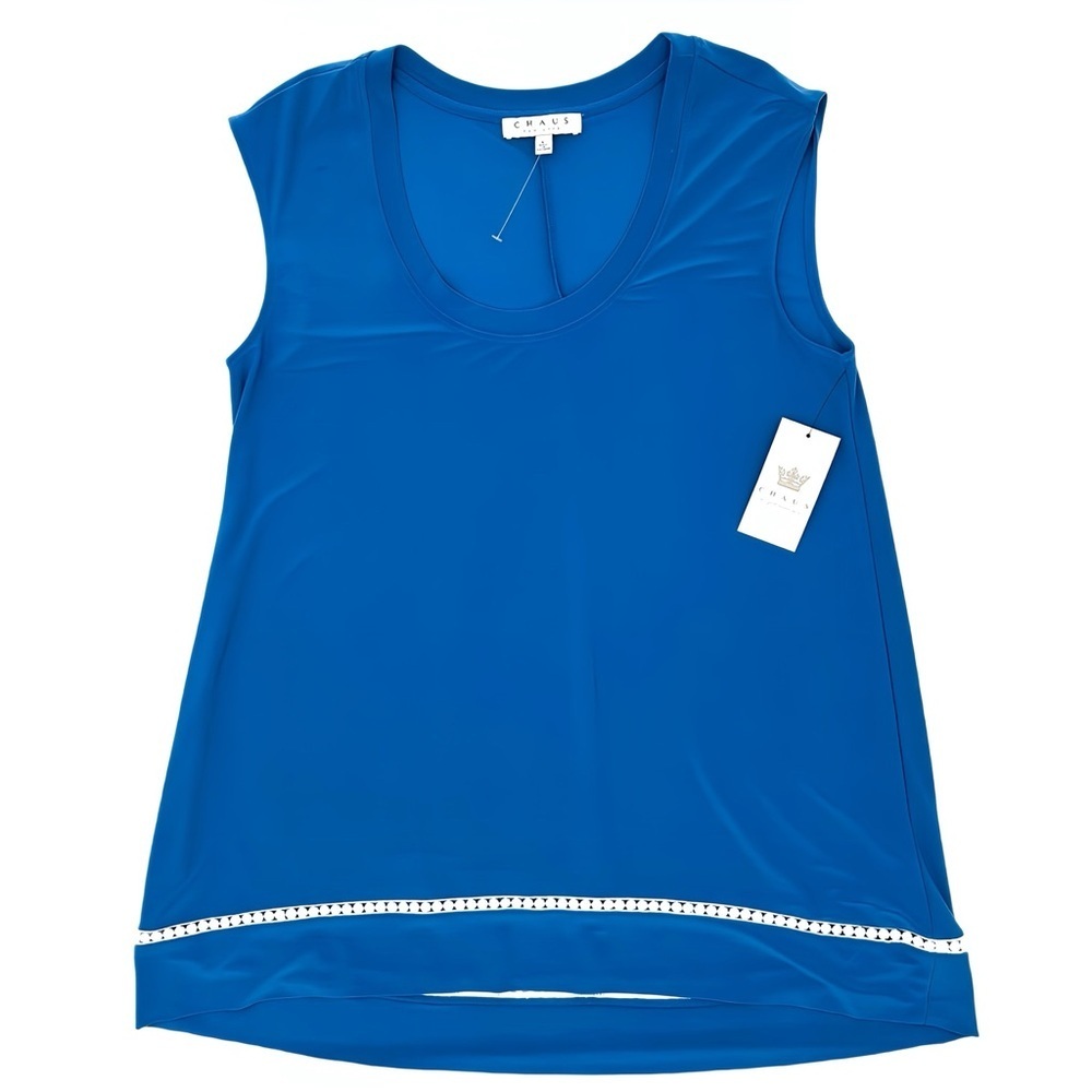 Chaus New York Royal Blue High Low Tunic Sleeveless Tank Top Scoop Neck Large - Picture 8 of 13